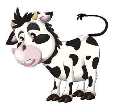 Karikatür mutlu genç inek düşünme