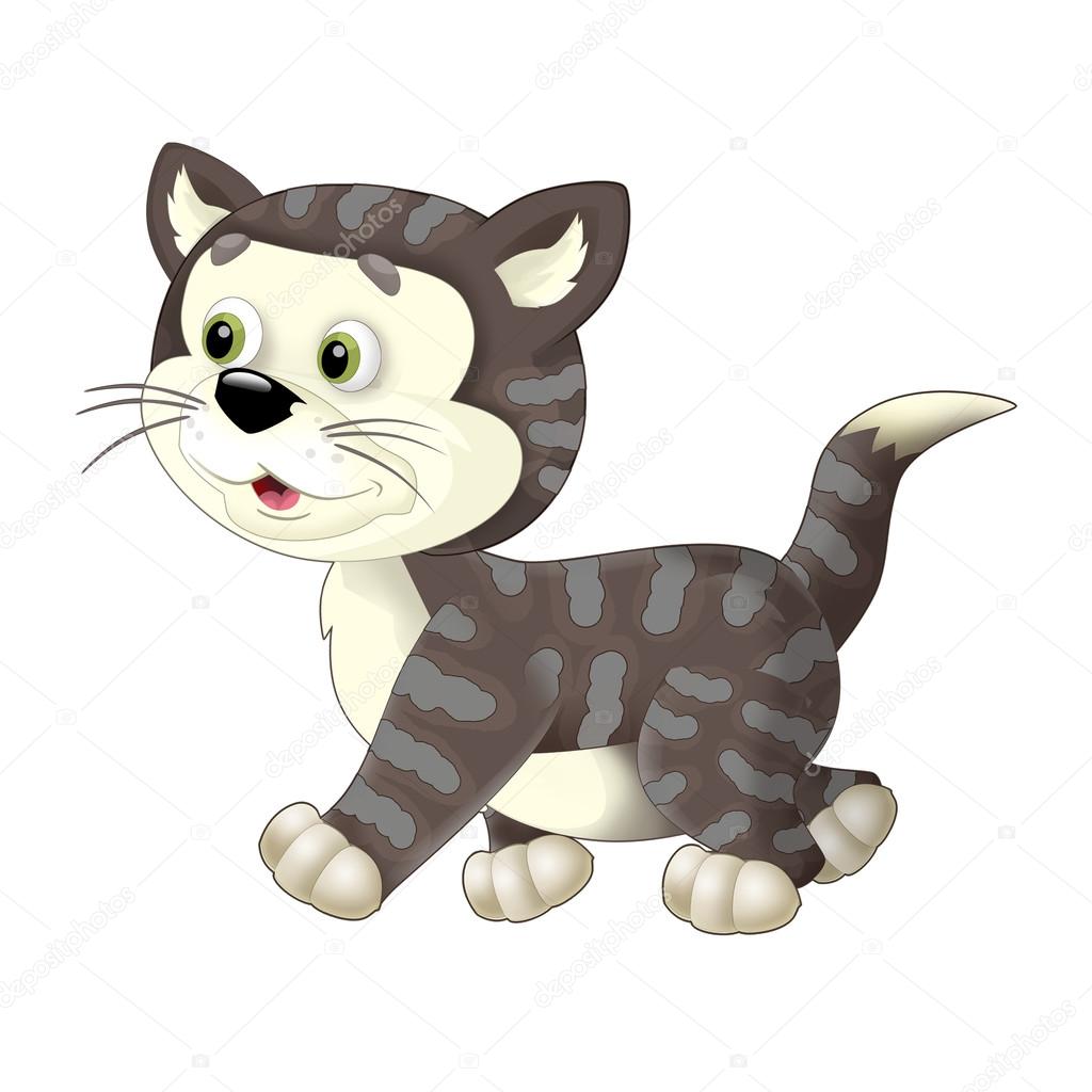 Cartoon happy cat walking 