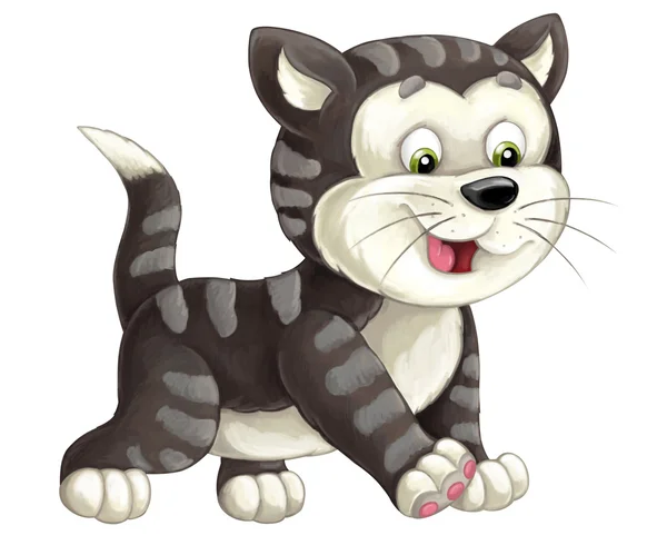Cartoon happy cat is walking and looking - artistik style - isolated - illustration for children — Stok Foto