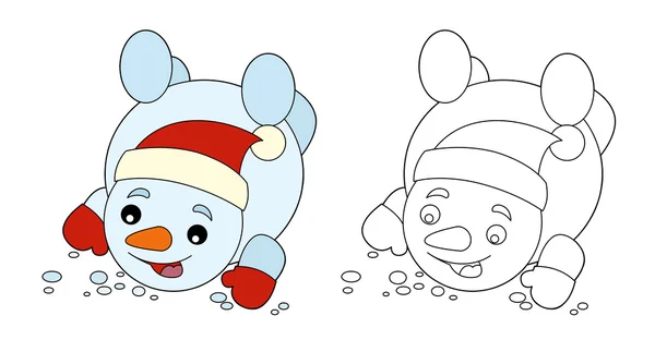 Boneco de neve feliz desenhos animados - caindo — Fotografia de Stock