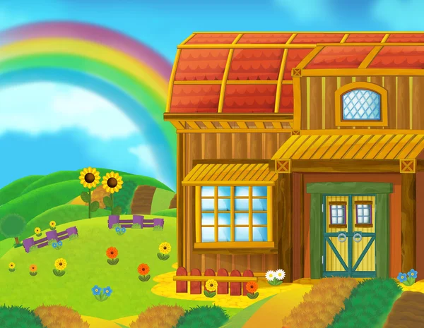 Desenhos animados fazenda feliz e engraçado — Fotografia de Stock