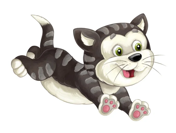 Cartoon happy cat is jumping and looking — Stock Photo, Image