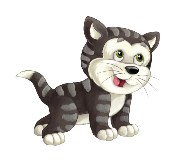 Cartoon happy cat is standing walking and looking — Stock Photo, Image