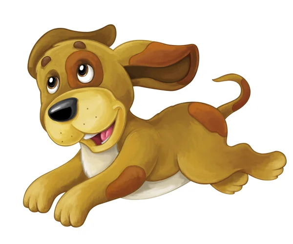 Мультфильм счастливая собака прыгает и смотрит - художественный стиль - изолированный - иллюстрация для детей — стоковое фото