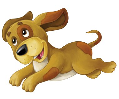 Karikatür mutlu köpek sıçramak ve izole - tarzı - seyir - illüstrasyon çocuklar için