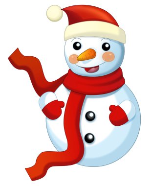 Happy cartoon snowmen - smiling and watching - isolated - illustration for children clipart