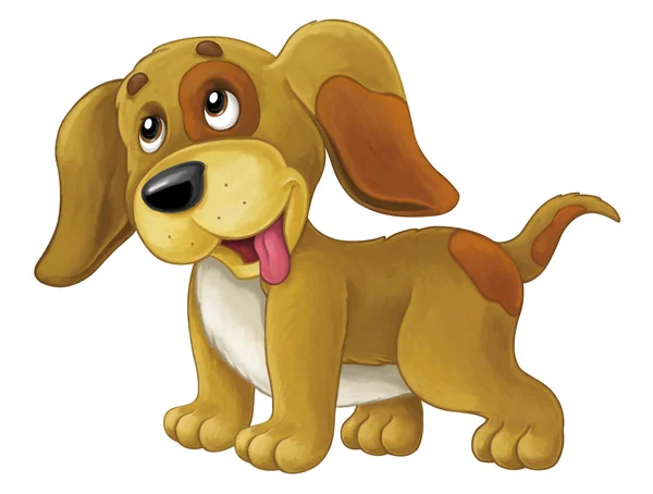 Karikatür mutlu köpek duran ve seyir — Stok fotoğraf