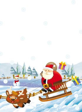 Noel Baba hediye tam çuval ile uçan