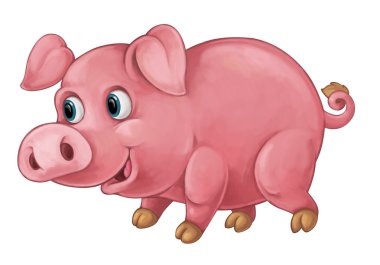 Karikatür mutlu domuz ayakta ve seyir