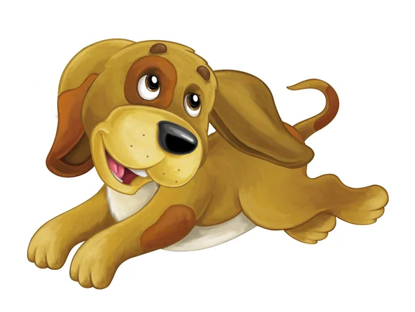 Cartoon šťastný pes je skákání a pohledu - umělecký styl - izolované - ilustrace pro děti — Stock fotografie