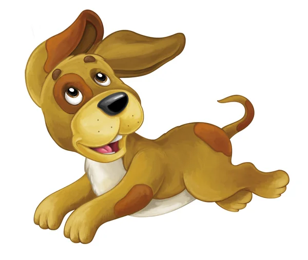 Cartoon happy dog is jumping and looking - artistic style - isolated - illustration for children — Stock Photo, Image