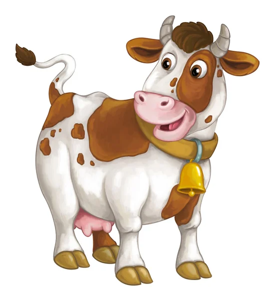 Cartoon vache heureuse est debout et à la recherche - style artistique - isolé - illustration pour les enfants — Photo