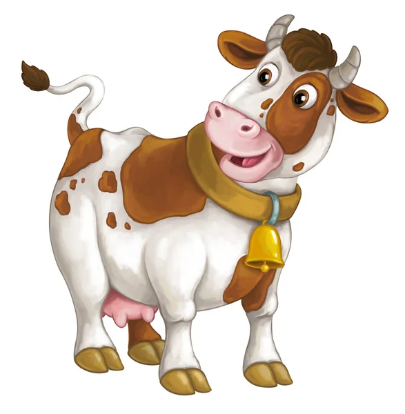 Cartoon vache heureuse est debout et à la recherche - style artistique - isolé - illustration pour les enfants — Photo