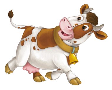 neşeli inek çalıştıran, gülümseyen ve seyir