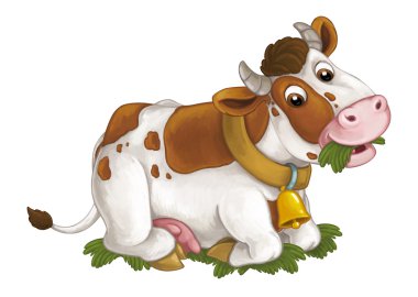 inek dinlenme, seyir ve çim yeme aşağı yalan söylüyor