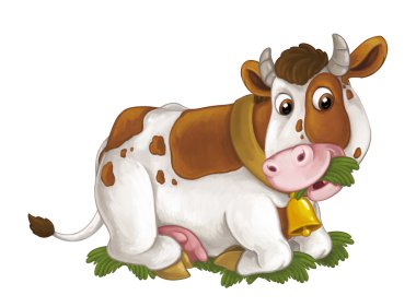 inek dinlenme, seyir ve çim yeme aşağı yalan söylüyor