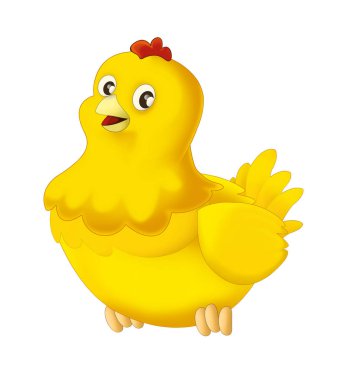 neşeli küçük tavuk duran, gülümseyen ve seyir