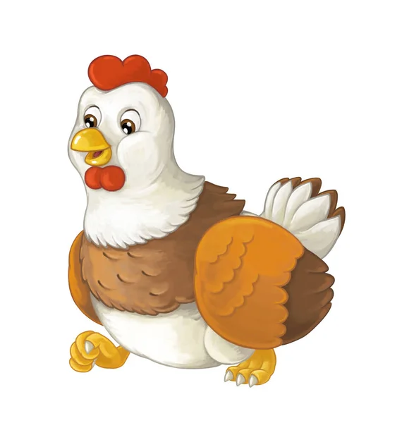 Cheerful hen is standing, smiling and looking — Stock Photo, Image