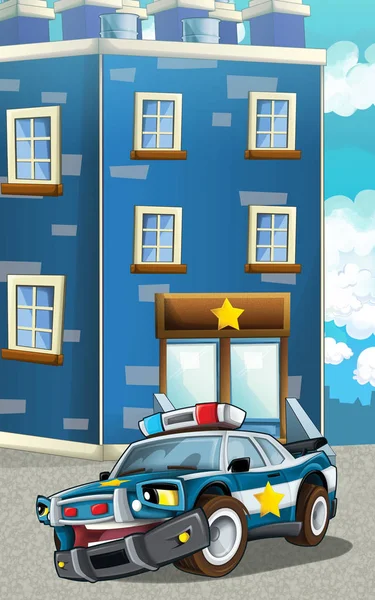 Cartoon gelukkig en grappige politie-auto - illustratie voor kinderen — Stockfoto