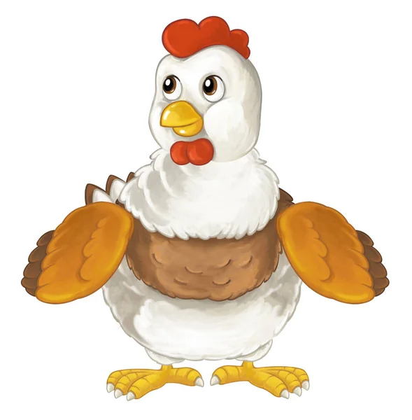 Cheerful hen is standing, smiling and looking — Stock Photo, Image
