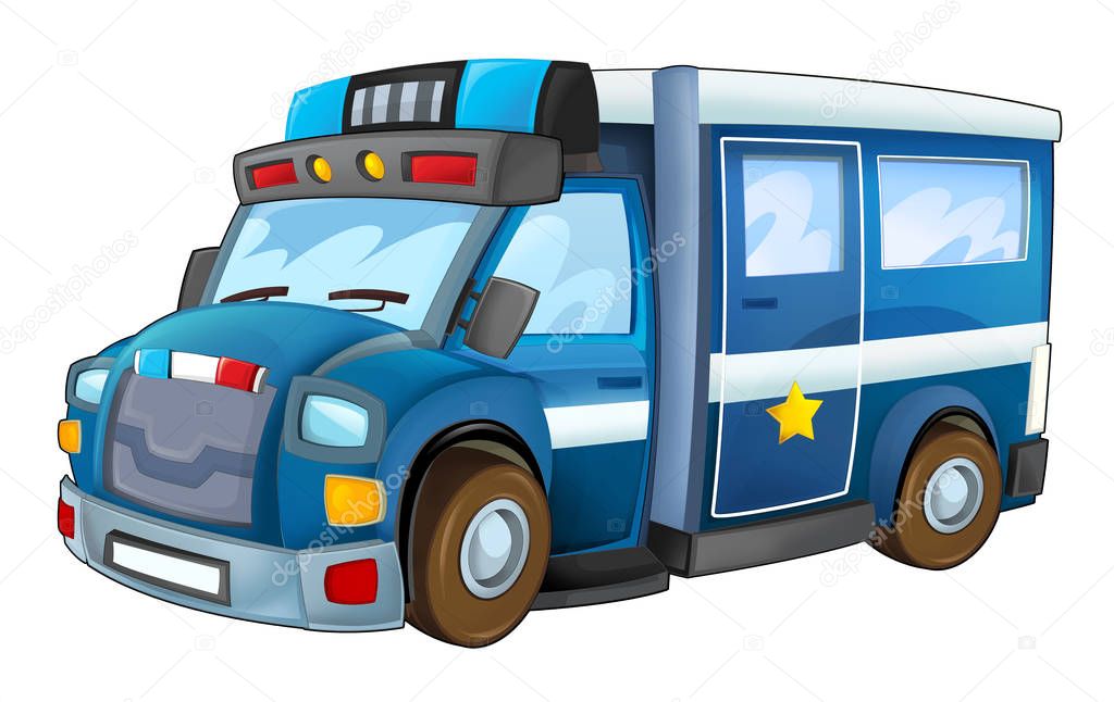 Desenhos Animados Do Carro De Polícia Ilustração do Vetor - Ilustração de  pneu, emergência: 75844174