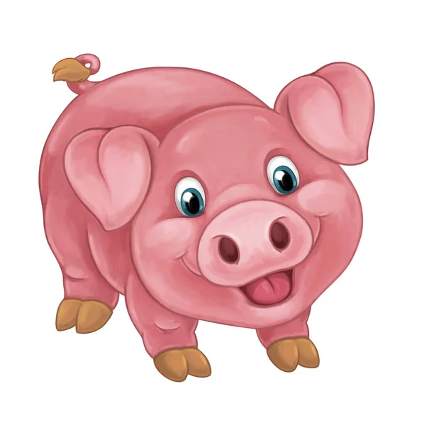 Heureux porc est debout, regardant et souriant — Photo