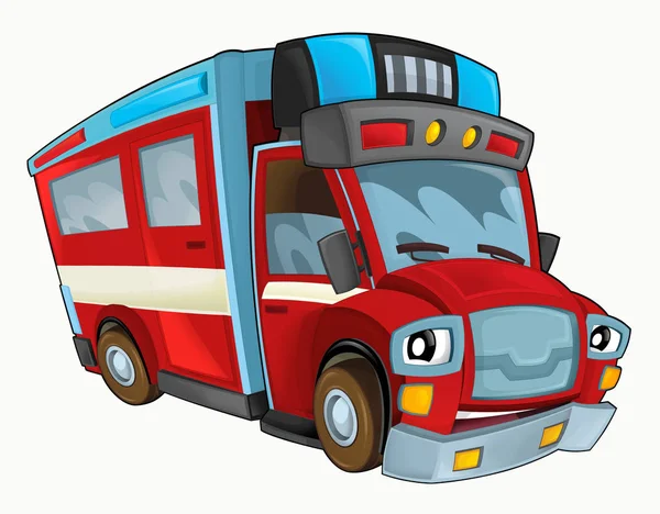 Cartoon happy and funny fire truck — Stock Photo, Image