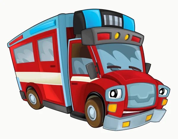 Cartoon happy and funny fire truck