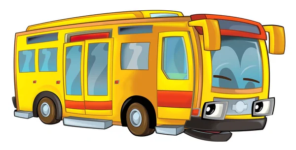 Cartoon happy and funny cartoon bus — Stock Photo, Image