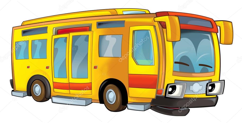 Cartoon happy and funny cartoon bus