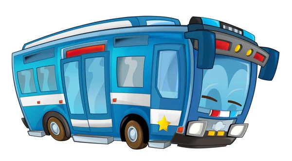 Γελοιογραφία αυτοκίνητο της αστυνομίας - λεωφορείο — Φωτογραφία Αρχείου