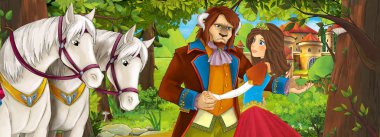 castle yakınındaki ormanda tatlı çekici çift