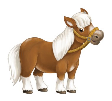 Çizgi film - tarzı - bakıp duran gülümseyerek at oldu mutlu izole - illüstrasyon çocuklar için