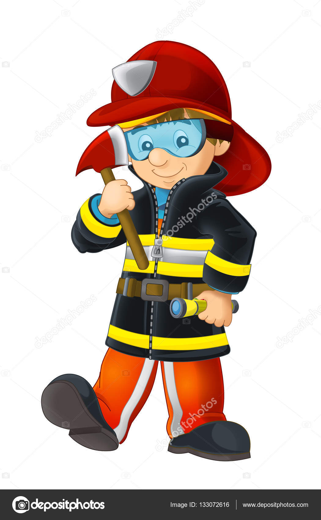 Pompier Joyeux Et Drôle De Dessin Animé Photographie
