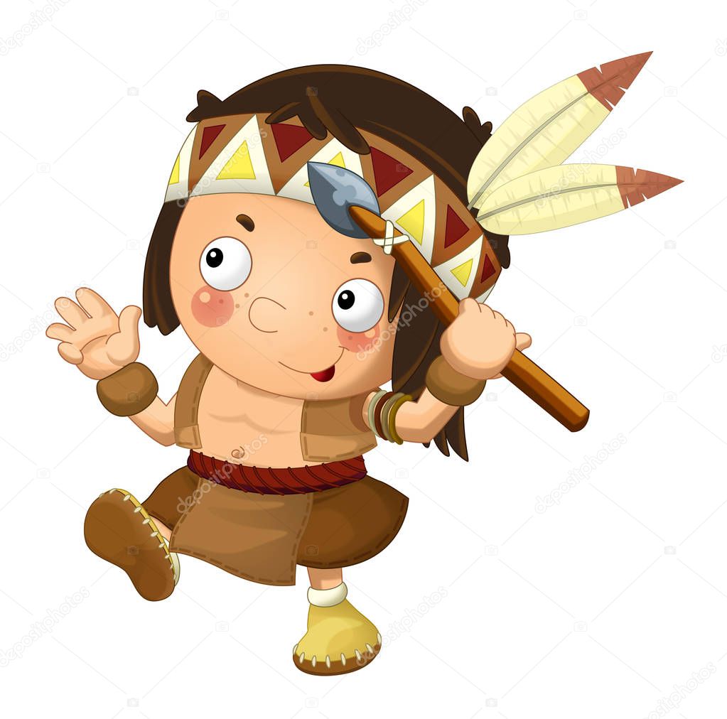 Cartoon indian character - isolated - illustration for children