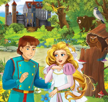 Prens ve Prenses kale - ormanda ayakta önünde