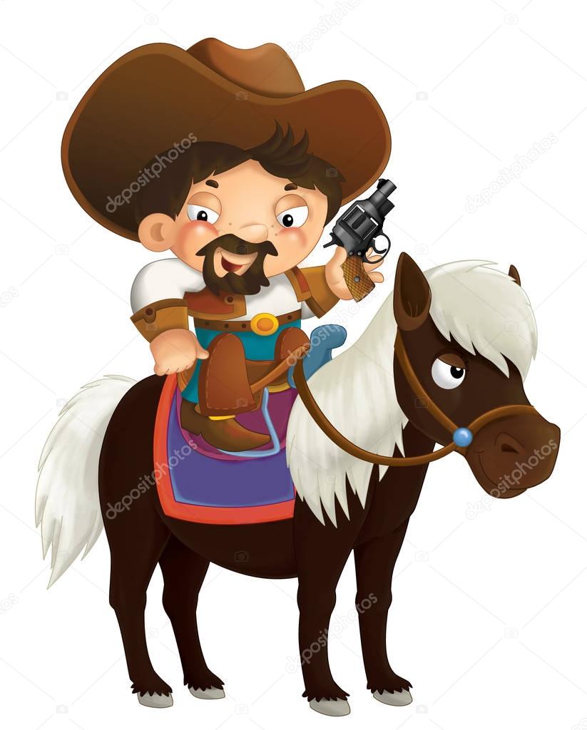 Cartoon western cowboy on horse — Stock Photo © illustrator_hft #135039914