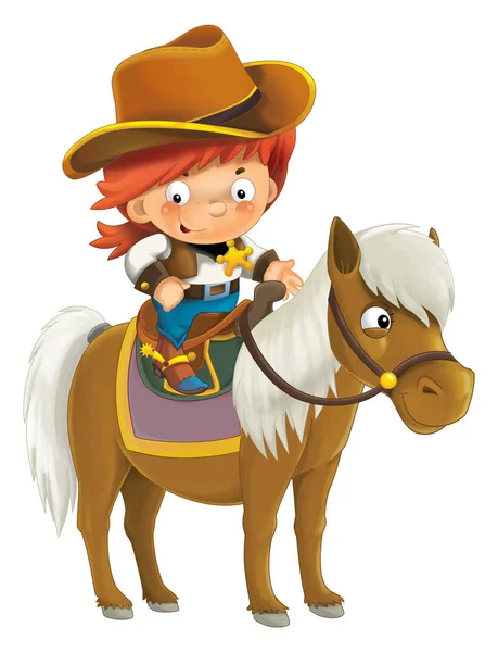 Cartoon western cowboy a cavallo — Foto Stock