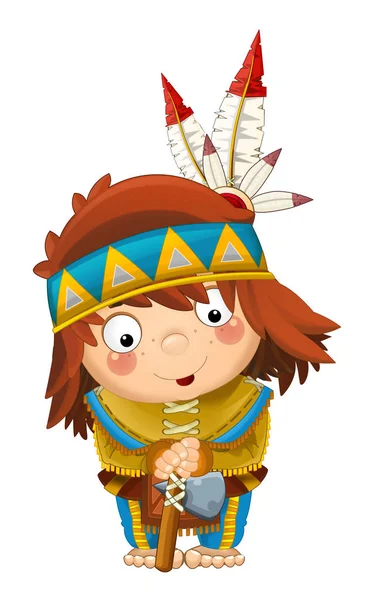 Personagem Indígena Dos Desenhos Animados Isolado — Fotografia de Stock