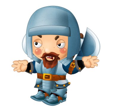 Karikatür komik knight balta ve kalkan ile