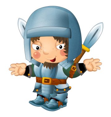 Karikatür komik knight balta ve kalkan ile