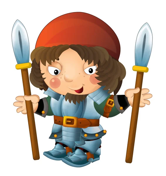卡通搞笑骑士与剑-隔离-插图的儿童 — 图库照片