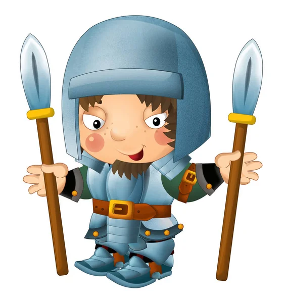 Мультфильм смешной рыцарь с топором и щитом — стоковое фото