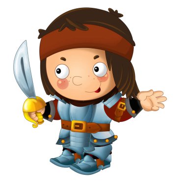 Karikatür komik knight balta ve kalkan ile