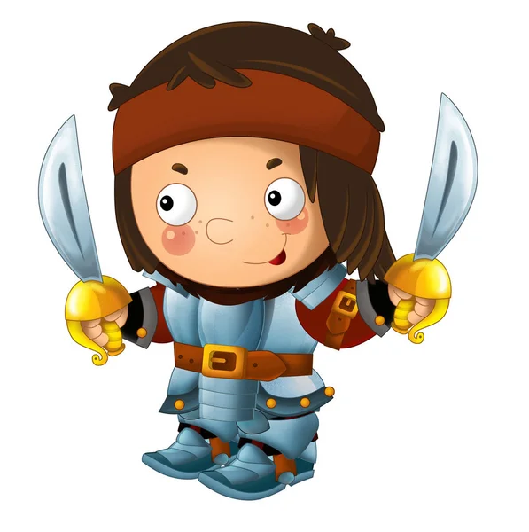 Cavaleiro engraçado dos desenhos animados com machado e escudo — Fotografia de Stock