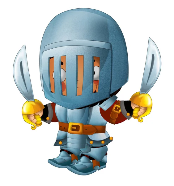 Karikatür komik knight balta ve kalkan ile