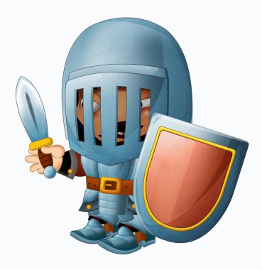 Karikatür komik knight balta ve kalkan ile