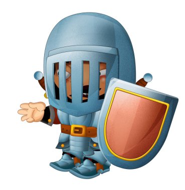 Karikatür komik knight balta ve kalkan ile