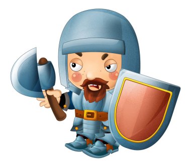 Balta ve izole - kalkan - çocuklar için illüstrasyon karikatür komik knight