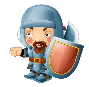 Karikatür komik knight balta ve kalkan ile